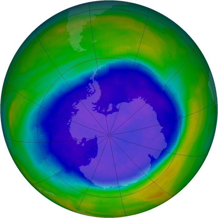 Antarctic ozone map for 21 September 1993